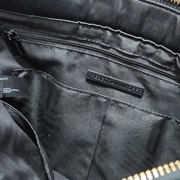 Rebecca Minkoff Bree MD Top Zip Satchel Black Pebbled Leather Purse Handbag - Picture 10 of 13